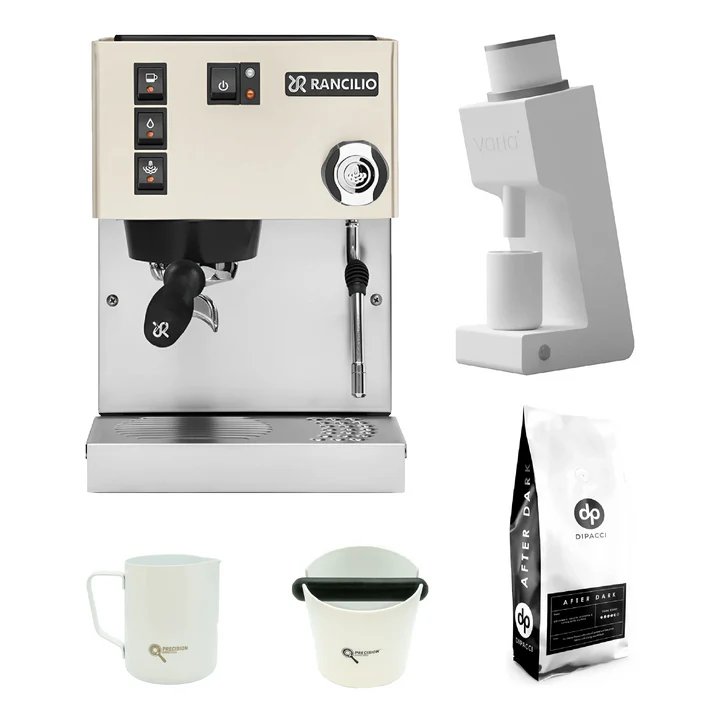 Rancilio Silvia V6 + Varia VS3 Coffee Grinder Gen 2 + 1kg After Dark Blend + Precision Accessories