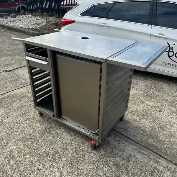 Australian Made Compact Stainless Steel Coffee/ food cart with fridge